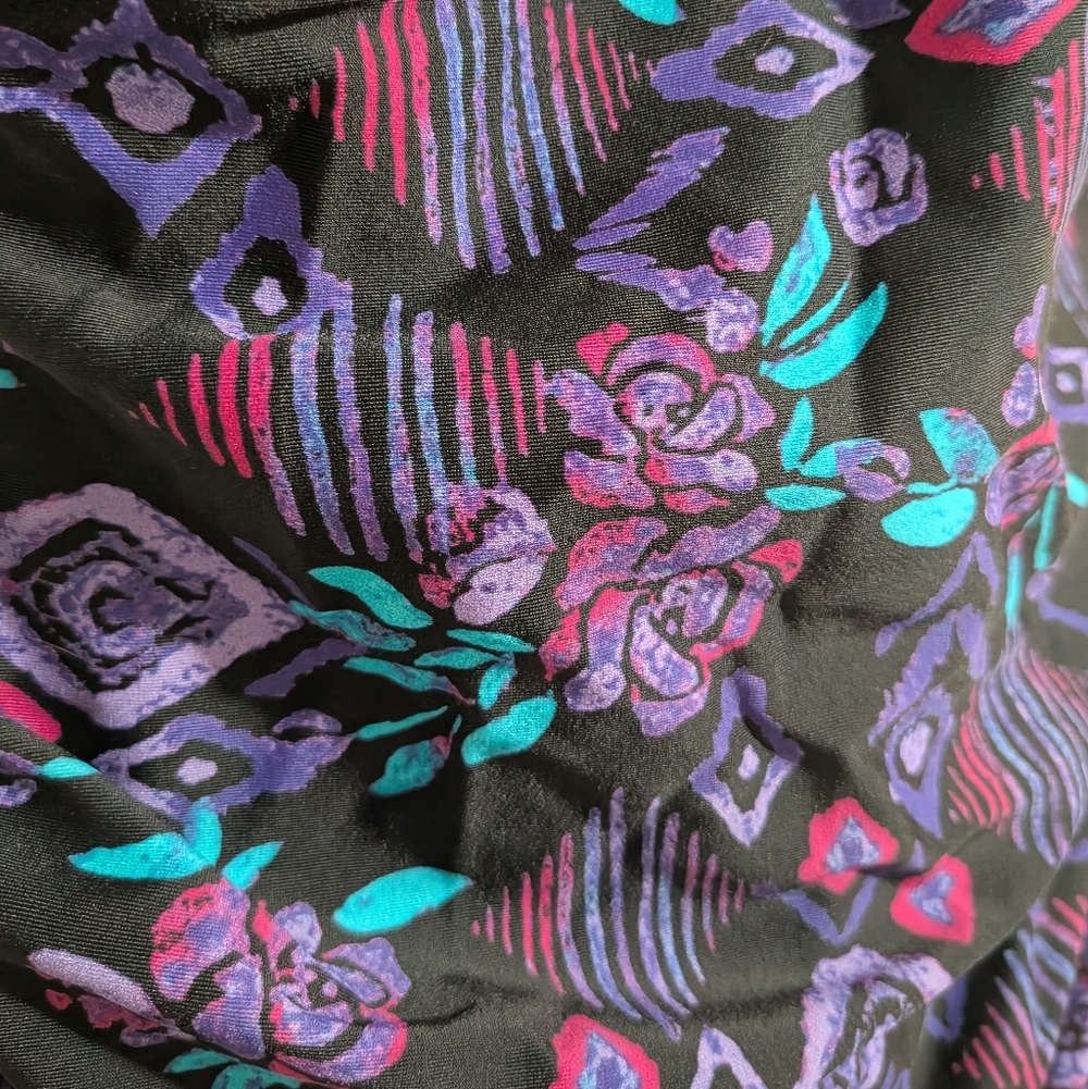 NWOT ShapeMe Ruched Bathing Suit Coldwater Creek Women's Size 12 Black Purple - Picture 7 of 11